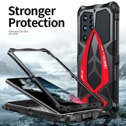 Luphie Rosdster Metal Armor Case for Galaxy S24 Ultra S23U S22U S21 Plus A72 A52 Military Grade Drop Protection Defender Cover