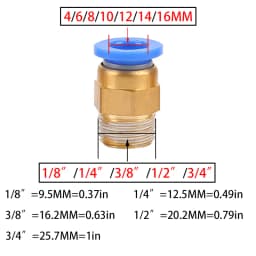 10PCS Pneumatic Air Connector Fitting PC 4mm 6mm 8mm 10mm 12mm Thread 1/4" 1/8" 3/8 1/2 Hose Fittings Pipe Quick Connectors