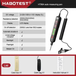 HT86A Car Voltage Detector Pen Automobile Fault Maintenance Circuit Tester Digital Backlight Car Fuse Diagnostic Probe Tools