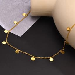 Delicate Small Multiple Coins Disc Necklace for Women, Gold Color Stainless Steel Waterproof