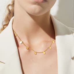Delicate Small Multiple Coins Disc Necklace for Women, Gold Color Stainless Steel Waterproof