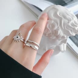 925 Sterling Silver Trendy Elegant Twist Two Circle Rings for Women Couple Simple Geometric Handmade Jewelry Adjustable