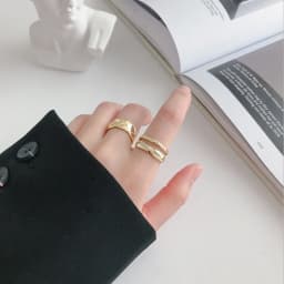 925 Sterling Silver Trendy Elegant Twist Two Circle Rings for Women Couple Simple Geometric Handmade Jewelry Adjustable