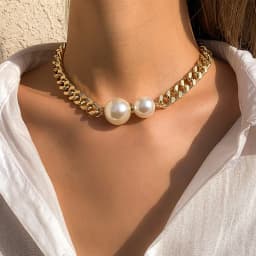 Vintage Punk Cuban Chains Necklaces Women Gothic Imitation-Pearl Pendant Necklace Chokers Fashion Accessories Jewellery