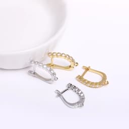 Earring Making Supplies 18K Gold Plated Inlaid Zircon Earring Hooks With Open Jump Ring,DIY Jewelry Accessories Wholesale