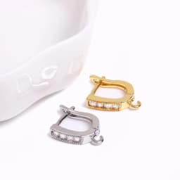 Earring Making Supplies 18K Gold Plated Inlaid Zircon Earring Hooks With Open Jump Ring,DIY Jewelry Accessories Wholesale