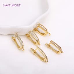 Earring Making Supplies 18K Gold Plated Inlaid Zircon Earring Hooks With Open Jump Ring,DIY Jewelry Accessories Wholesale
