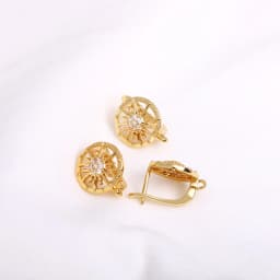 Earring Making Supplies 18K Gold Plated Inlaid Zircon Earring Hooks With Open Jump Ring,DIY Jewelry Accessories Wholesale