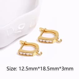 Earring Making Supplies 18K Gold Plated Inlaid Zircon Earring Hooks With Open Jump Ring,DIY Jewelry Accessories Wholesale