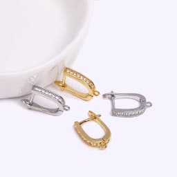 Earring Making Supplies 18K Gold Plated Inlaid Zircon Earring Hooks With Open Jump Ring,DIY Jewelry Accessories Wholesale
