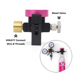 SODA Pink Quick Connect CO2 Cylinder Refill Adapter On/Off Adaptor With Bleed & Gauge & Quick Plug & DIN477