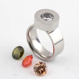 Gold Color Fashion DIY Brand Crystal Ring Four Color Zircon Swap Titanium Steel Rings for Women