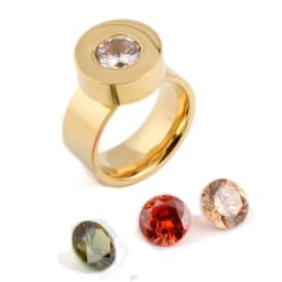 Gold Color Fashion DIY Brand Crystal Ring Four Color Zircon Swap Titanium Steel Rings for Women