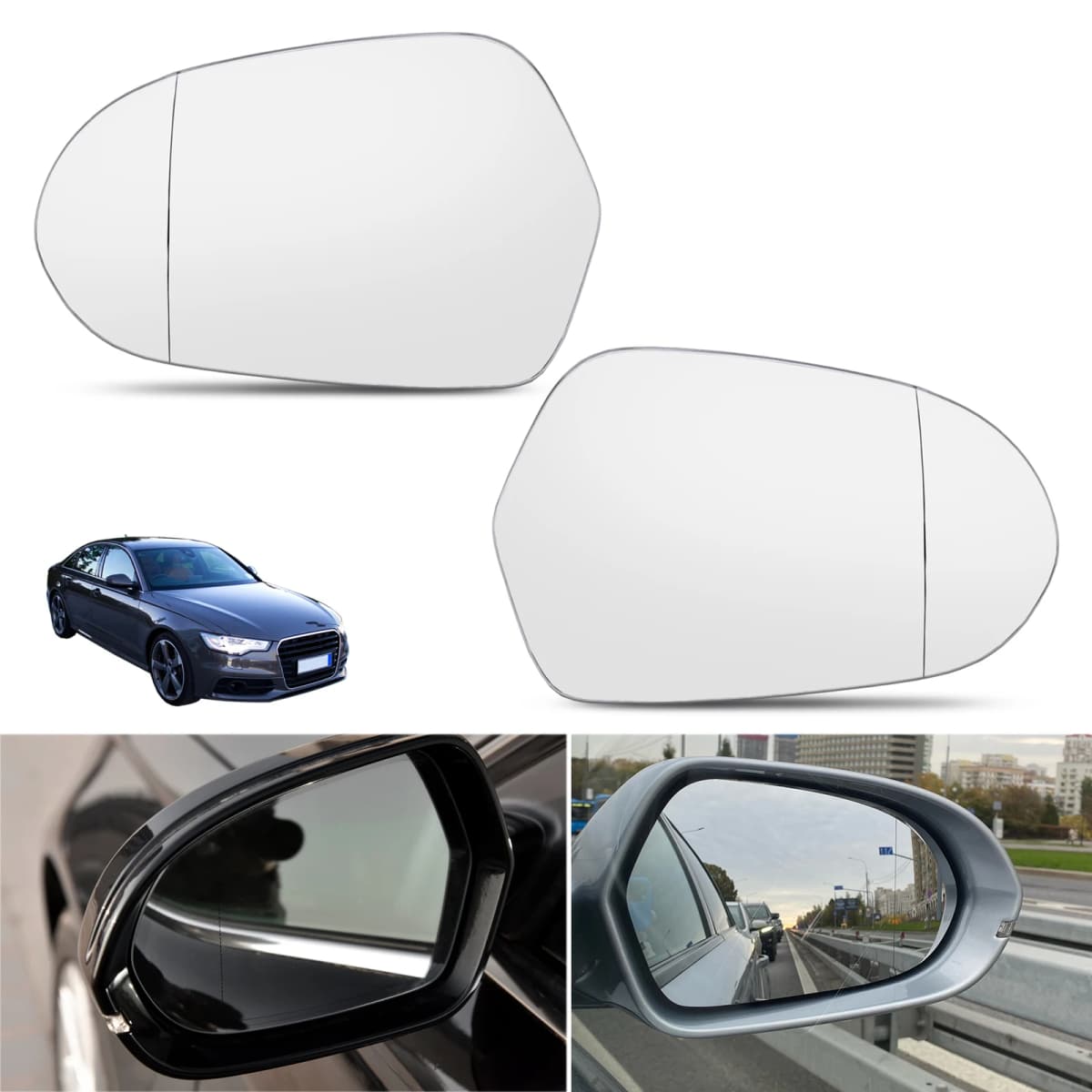 Side Mirror Glass For Audi A6 C7 C7.5 S6 4G 2012 2013 2014 2015 2016-2018 Rear View Rearview Side View Mirror Wide Angle Convex