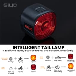 GIYO Bicycle Smart Taillight Rechargeable 6 Modes Waterproof LED GL09S Smart Brake Sensing Rear Light Cycling Seatpost Taillight