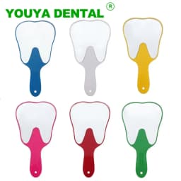 1PC Dental Mouth Mirror Tooth Shaped Mirror Handheld Unbreakable Plastic Makeup Mirror Dental Accessories Dentist Gift