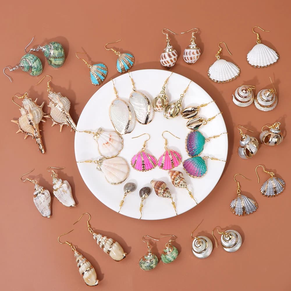 New In Natural Shell Sea Scallop Drop Earrings Boho Shell Drop Earrings for Women Femal Sea Beach Earrings Summer Jewelry Gifts