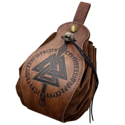 Medieval Viking Money Pouch Bag Cosplay Hangable Belt Waist Bag Unisex Leather Drawstring Bag Coin Purse Party Accessories Prop