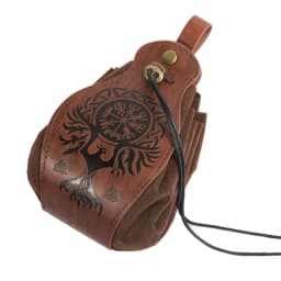 Medieval Viking Money Pouch Bag Cosplay Hangable Belt Waist Bag Unisex Leather Drawstring Bag Coin Purse Party Accessories Prop