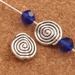 20pcs Antique Silver Flat Round Spacer Swirl Beads 10.8x11.5mm Double Sided Metal Disc Jewelry Making L601