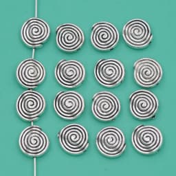 20pcs Antique Silver Flat Round Spacer Swirl Beads 10.8x11.5mm Double Sided Metal Disc Jewelry Making L601