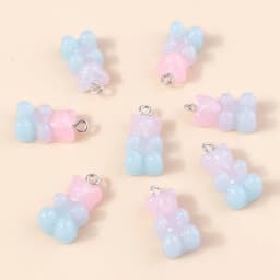 30colors 10pcs 22X11mm Candy Color Gummy Mini Bear Charms for Making Cute Earrings Pendant Necklace DIY Creative Jewelry Finding