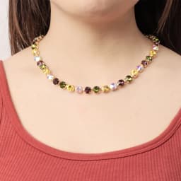 8mm Crystal Colorful Claw Setting Necklace For Women Winter Sweater Choker Accessory Diiamond Jewelry