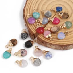 14x8mm Faceted Natural Stone Charm Pendant Agate Jade Quartz Women Jewelry Making for DIY Necklace Accessories 1pcs