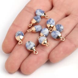 14x8mm Faceted Natural Stone Charm Pendant Agate Jade Quartz Women Jewelry Making for DIY Necklace Accessories 1pcs