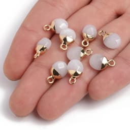 14x8mm Faceted Natural Stone Charm Pendant Agate Jade Quartz Women Jewelry Making for DIY Necklace Accessories 1pcs
