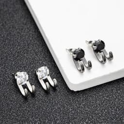 2023 New Simple Zircon Stud Earrings Single Trend Personality Hip-hop Niche Hook Shape Earrings for Women Men Party Jewelry