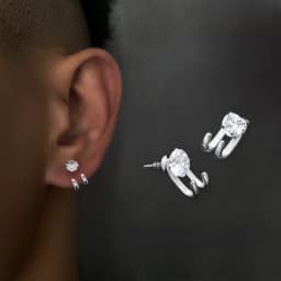 2023 New Simple Zircon Stud Earrings Single Trend Personality Hip-hop Niche Hook Shape Earrings for Women Men Party Jewelry
