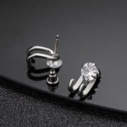 2023 New Simple Zircon Stud Earrings Single Trend Personality Hip-hop Niche Hook Shape Earrings for Women Men Party Jewelry