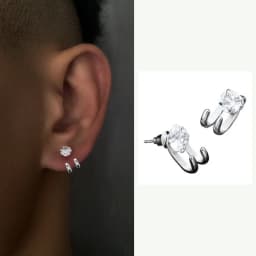 2023 New Simple Zircon Stud Earrings Single Trend Personality Hip-hop Niche Hook Shape Earrings for Women Men Party Jewelry
