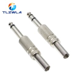 2PCS 6.35mm/6.5mm 2Pole Mono Amplifier Plug 6.35 Stereo Metal Microphone jack plug-in Audio Connector for KTV