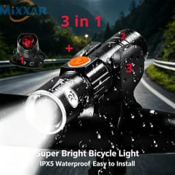ZK30 3 in1 8000 Lumen Bike Bicycle Light USB rechargeable LED Waterproof Super Bright Zoom Headlight Rear light MTB Bike Light