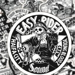 50PCS Black and White Classic Retro Car Motorcycle Graffiti Stickers Notebook Waterproof Guitar Decoration Toys Stickers