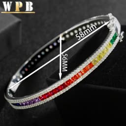 WPB Luxury Style Colorful Zircon Bracelet for Women Platinum-Plated Push-Pull Clasp Stylish for Daily/Dates/Light Business Wear