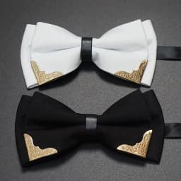 Men's Solid Black White Bow Ties Formal Dress Wedding Bowties For Men Women Leisure Metal Bling Butterfly Bowknot Banquet Cravat