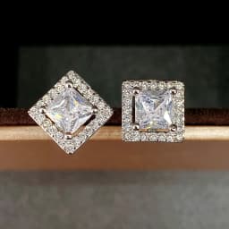 Huitan Luxury Princess Cut CZ Stud Earrings Silver Color Accessories for Lady's Vintage Party Elegant Versatile Women Earrings