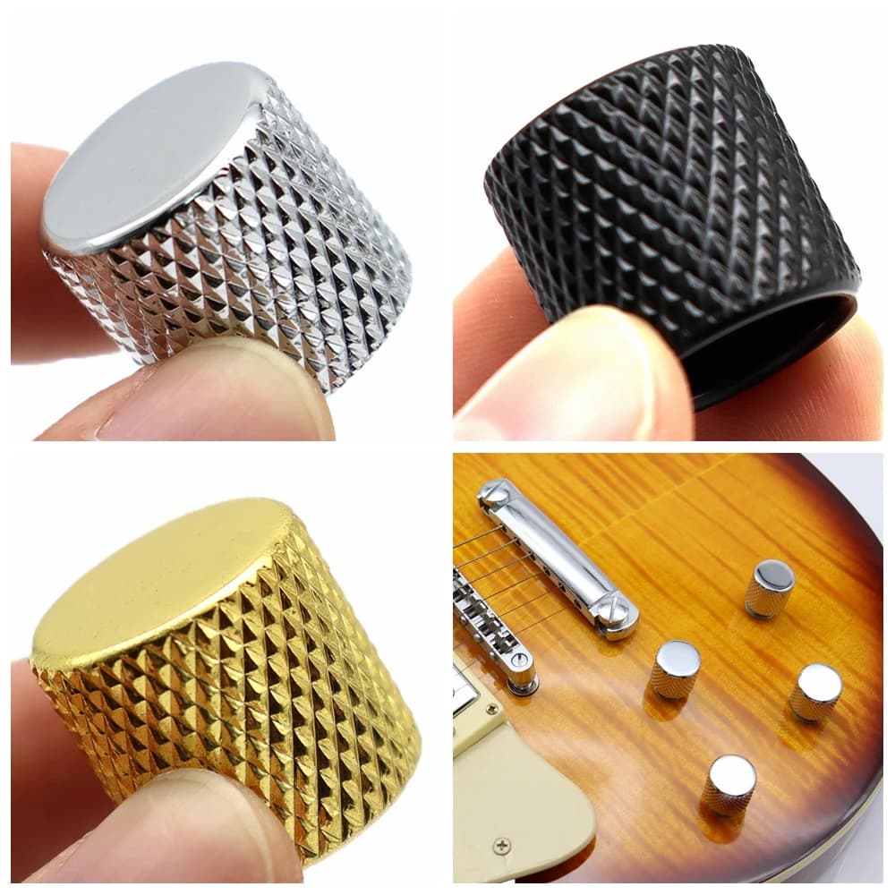 3pcs/4pcs Guitar Knobs Metal 6mm Flat Top Tone Guitar Volume Tone Knobs Pot Control Knobs For Electric Guitar Bass