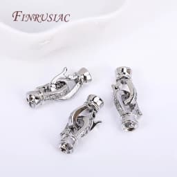 Rhodium Plated Closure Fasteners Lock Clasps For Necklace Supplies,Inlaid Zircon Connector Clasps DIY Pearls Jewelry Fittings