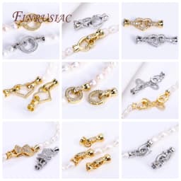 Rhodium Plated Closure Fasteners Lock Clasps For Necklace Supplies,Inlaid Zircon Connector Clasps DIY Pearls Jewelry Fittings