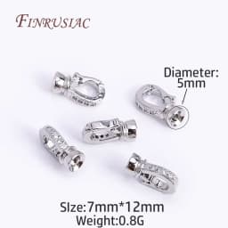 Rhodium Plated Closure Fasteners Lock Clasps For Necklace Supplies,Inlaid Zircon Connector Clasps DIY Pearls Jewelry Fittings