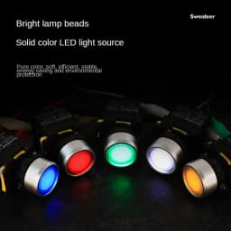 Waterproof Button Switch with LED 22mm Momentary Reset Self Locking Power Push Button Switch with Light 12V 24V 220V 10A 1NO