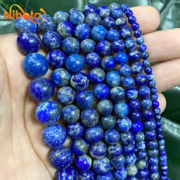 Natural Lapis Lazuli Beads Non Staining Round Loose Beads for Jewelry Making 4/6/8/10/12mm DIY Bracelet Necklace 15'' Strand