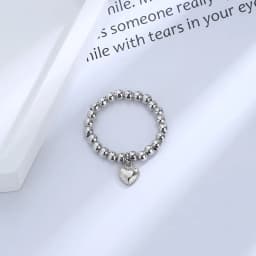 Sweet Silver Color Trend Creative New Love Heart Shaped Gold Ring Light Luxury Metallic Texture Girls Jewelry Couple