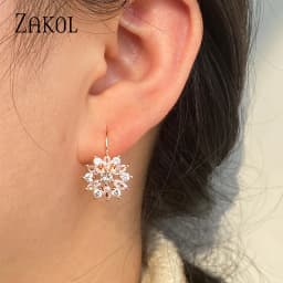 ZAKOL Fashion Rose Gold Color Flower Hoop Earrings for Women CZ Crystal Zircon Earring Brincos
