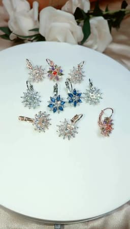 ZAKOL Fashion Rose Gold Color Flower Hoop Earrings for Women CZ Crystal Zircon Earring Brincos
