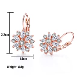 ZAKOL Fashion Rose Gold Color Flower Hoop Earrings for Women CZ Crystal Zircon Earring Brincos
